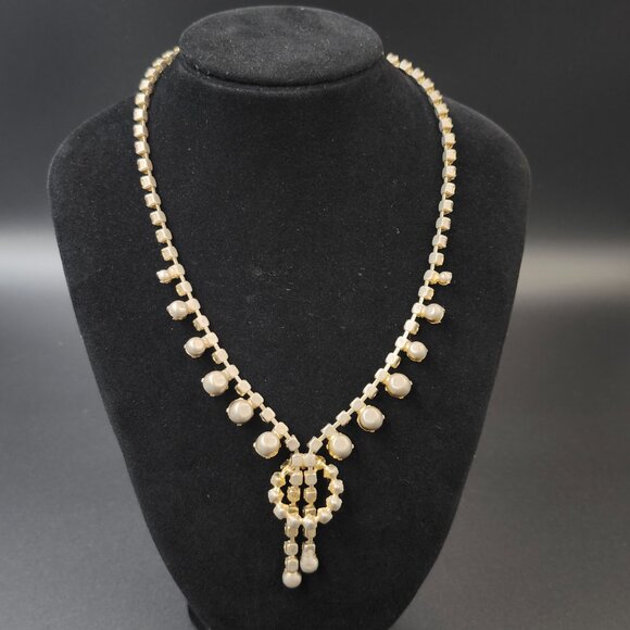 Vintage Rhinstone Necklace Aurora Borealis & Citrine - Picture 7 of 7